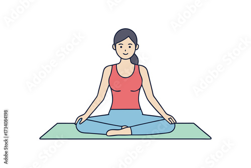 Woman in lotus position isolated on white background, practicing yoga for relaxation and wellness, promoting mindfulness and inner peace