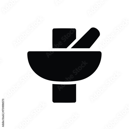 Mortar and pestle set with herbs and spices for culinary preparation and traditional medicine