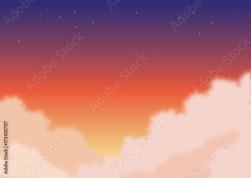 夕焼け空の背景_横