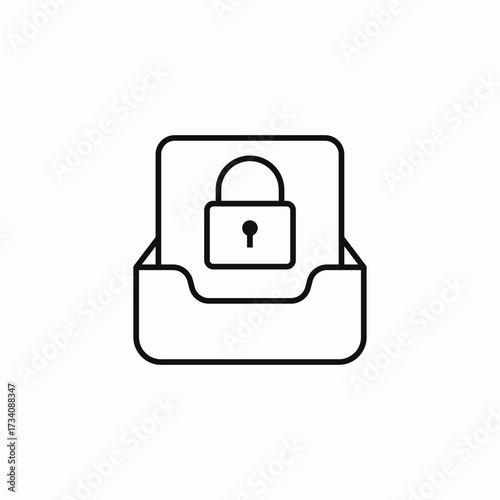locked document tray icon sign vector