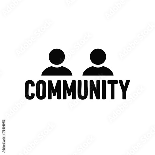 Unity and Collaboration Concept Featuring Two Abstract Human Figures and the 'Community' in Bold Text