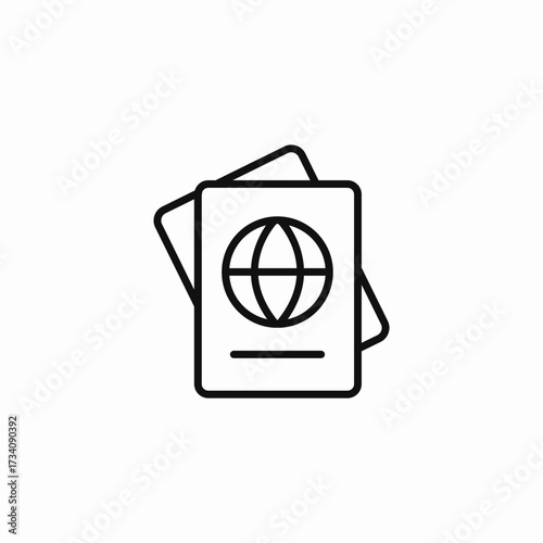 passport document with globe icon sign vector