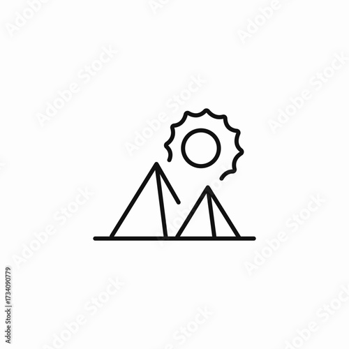 pyramids and sun icon sign vector