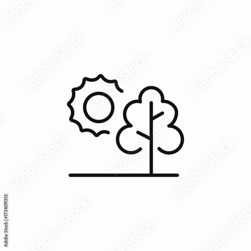 tree and sun icon sign vector