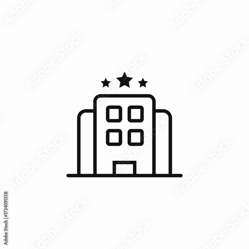 three star hotel building icon sign vector