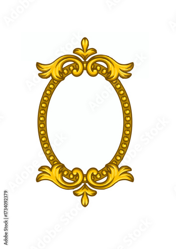Floral frame in baroque style. Decorative curling plant.ai