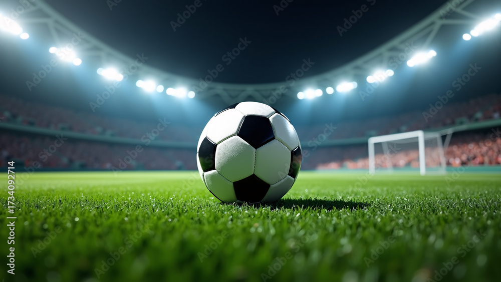 Fototapeta premium Soccer hush on emerald blaze—elegant, sculptural, and pulsing with anticipation, clarity, and poetic promise. 