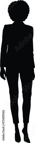 Confident African American Woman Silhouette with Afro Hairstyle Standing Vector