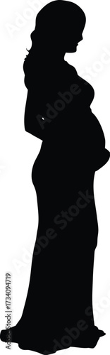 Elegant Pregnant Woman Silhouette Vector Illustration