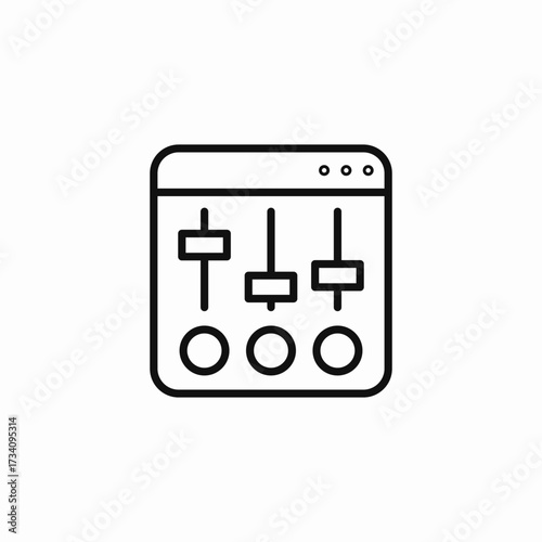 browser with audio mixer icon sign vector