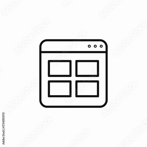 browser with grid layout icon sign vector