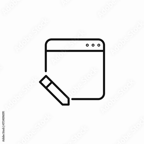 browser with pencil edit icon sign vector