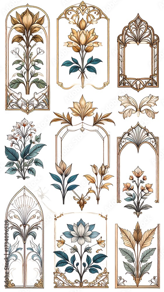 Obraz premium Ornate floral decorative elements