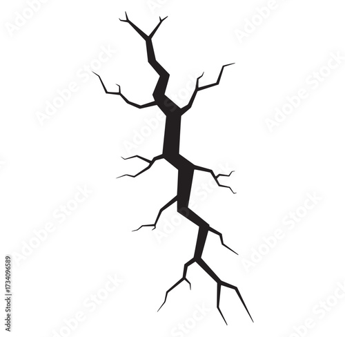 Vector illustration of a black crack element isolated on a white background for design