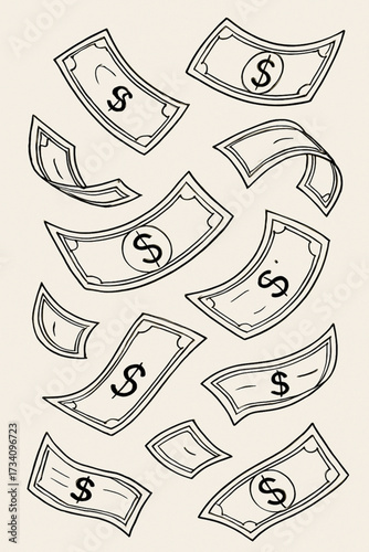 The Essence of Financial Prosperity With A Playful Depiction of Falling Money. Ideal for Websites, Presentations, And Marketing Materials Related to Finance, Business, or Investment ...
