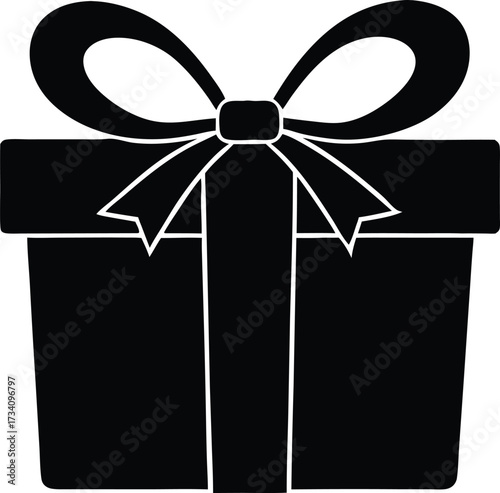  gift box with bow design, holiday package silhouette