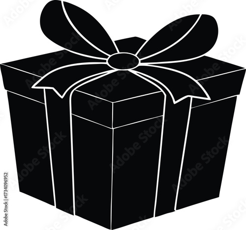  gift box with bow design, holiday package silhouette