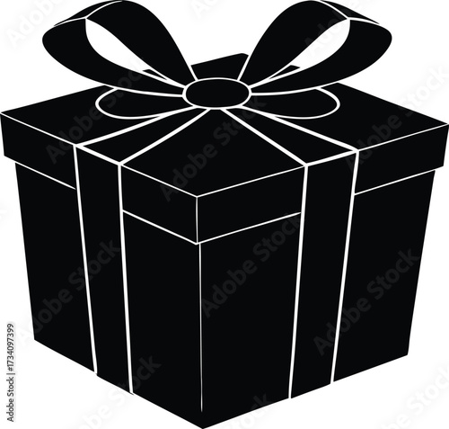  gift box with bow vector, present celebration icon  