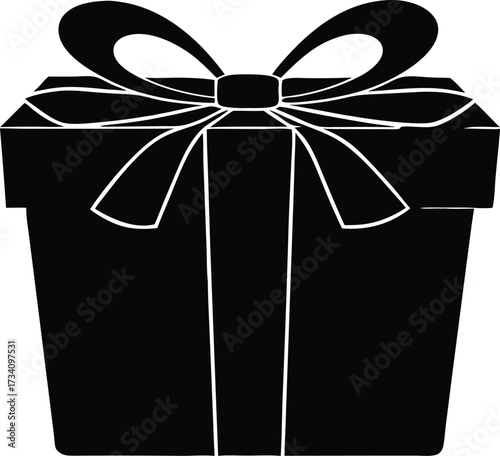  gift box with bow vector, present celebration icon  