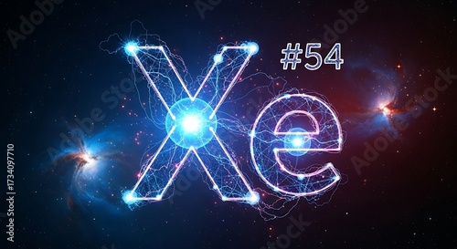 Glowing neon periodic element Xe design