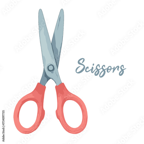 scissors in watercolor illustration style, isolated vector on white background