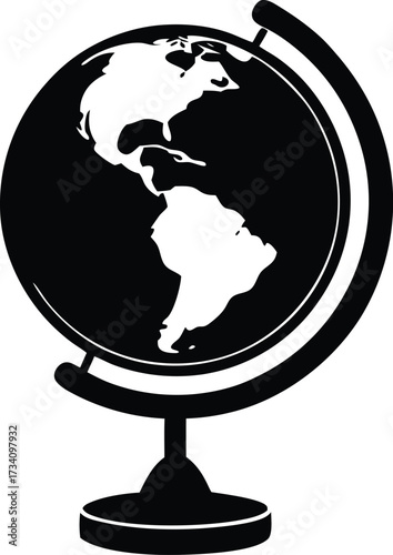 globe stand illustration, geography classroom icon  
