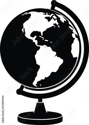  globe stand illustration, geography classroom icon  