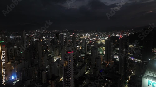 Urban Sprawl at Night: Aerial View of Balneario Camboriu