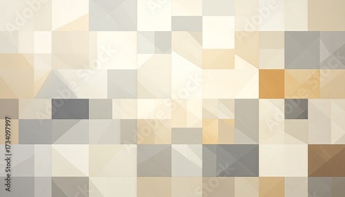Tile-inspired abstraction with beige and gray geometric fragments