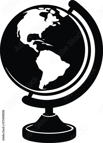 globe stand vector, world map education tool  