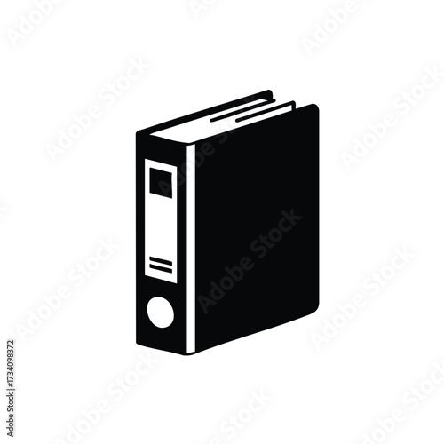 Stack of black and white binders with labels on a plain for organization and storage purposes