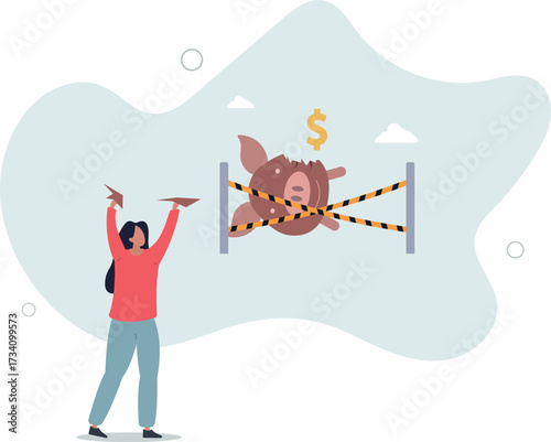 Overspending financial mistake, money lost in investment or stock market crash causing bankruptcy in economic crisis concept.life and employment of people.