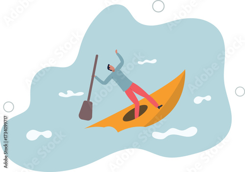 Leadership to overcome business difficulty, skill or decision making to survive in crisis concept.life and employment of people.