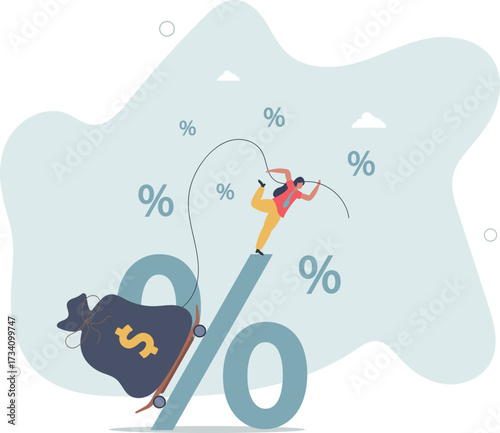 Personal loan interest rate, finance risk, debt or mortgage to pay back, credit or monetary policy concept.life and employment of people.