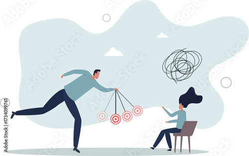 Leadership to control and manage employee, persuade client or customer, influence or manipulation concept.life and employment of people.