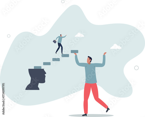 Personal development, self improvement or motivation to activate full potential, learning new skill to success, individual career growth concept.about a man and his life.
