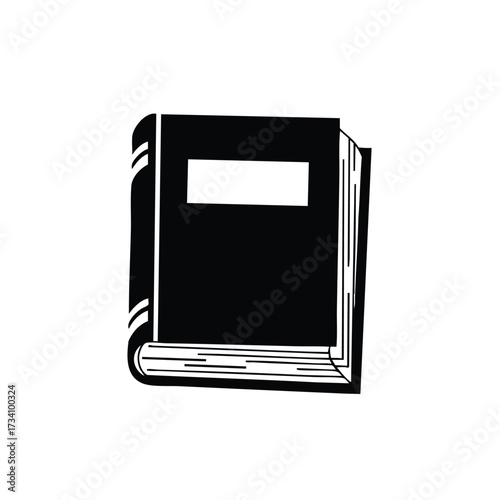 Stack of hardcover books with blank label on the cover, arranged vertically on a plain