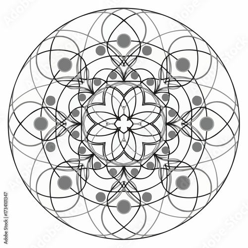 Abstract floral ornament of atomic structure technology vector icon design