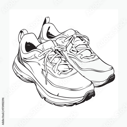 vector illustration of a sketch of a shoe