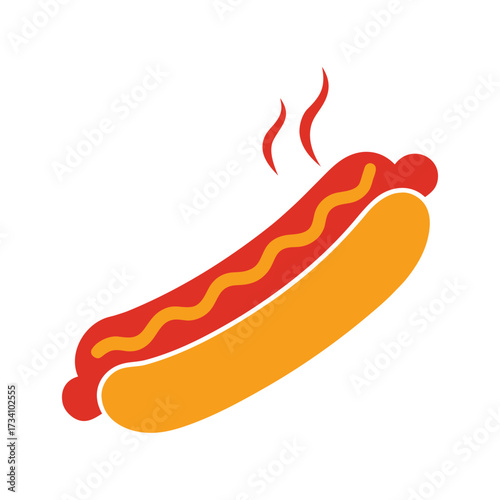 Hot dog with mustard and ketchup on white background