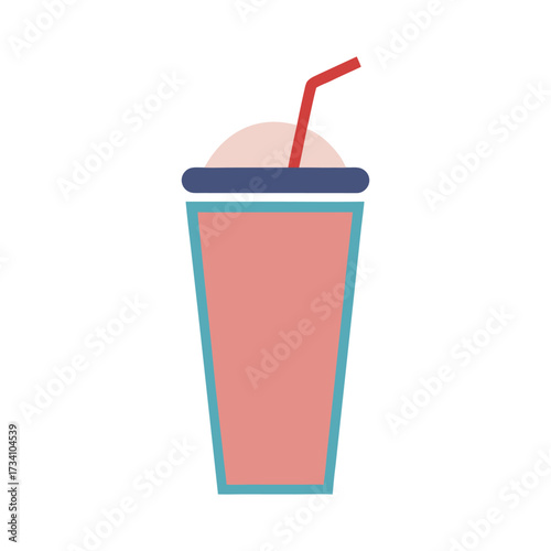 Pink Smoothie or Drink Cup Icon beverage straw