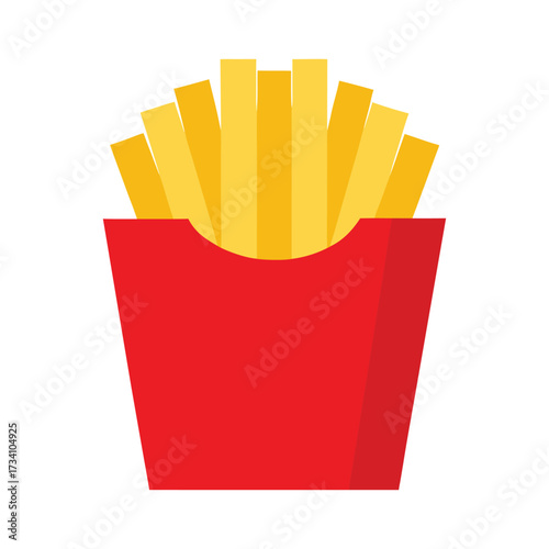 Red french fry carton filled with golden fries french fries