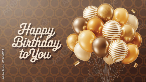 A birthday greeting card design with a luxurious brown and gold color scheme.  (2)_traced
