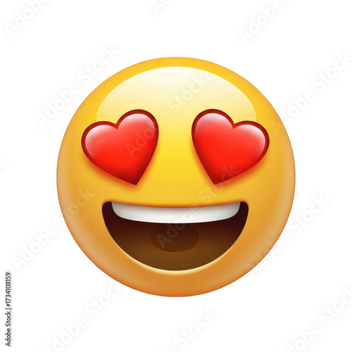 Emoji Smilie Emoticon with Hearts for Eyes Expression Face Yellow Character Cute Happy Smile Vector Design Element Illustration