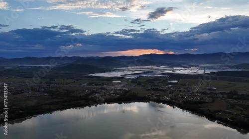 Golden Hour Panorama: Imbituba's Lakes, Fields, and Mountains