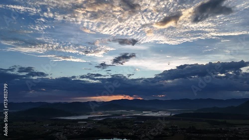 Golden Hour Panorama: Imbituba's Lakes, Fields, and Mountains