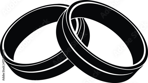 wedding rings silhouette, love band vector art