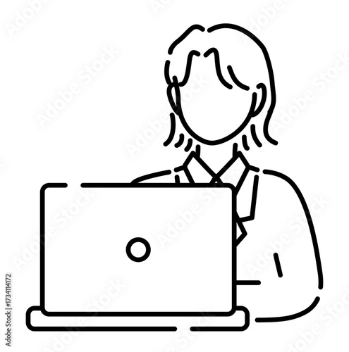 	パソコン操作する窓口対応女性会社員