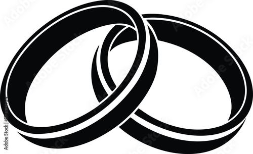 wedding rings silhouette, love band vector art
