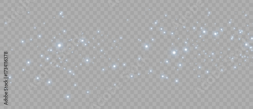 Blue stars dust trail sparkling particles isolated on transparent background